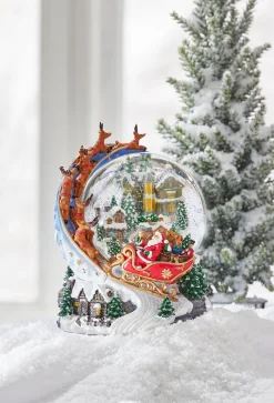 Online The Jolly Christmas Shop Raz 7.5" Santa And Sleigh Lighted Swirling Glitter Water Globe Christmas Snow Globe 4200758
