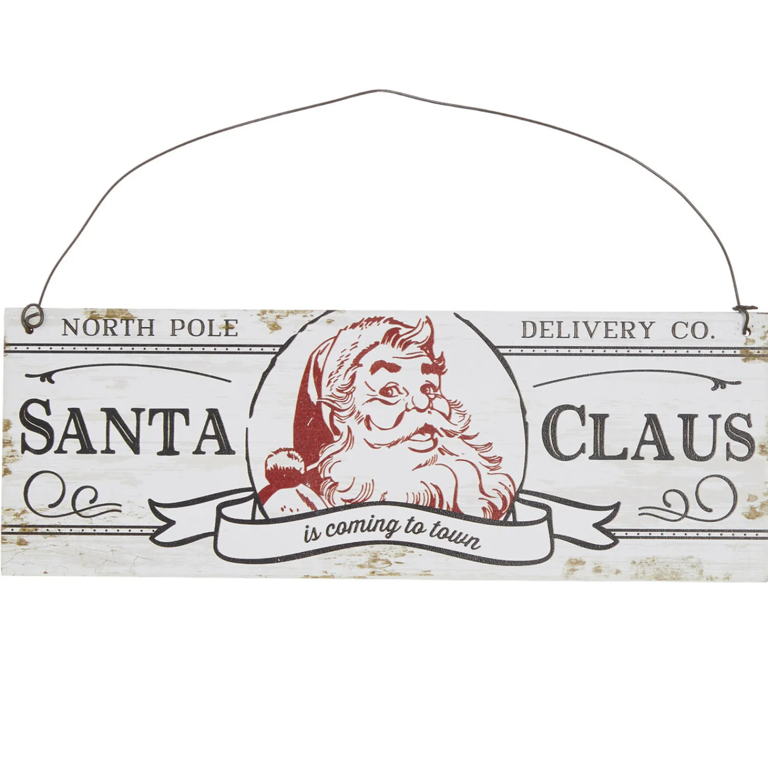Clearance The Jolly Christmas Shop Raz 8" Santa Claus Hanging Christmas Ornament Sign 4116170