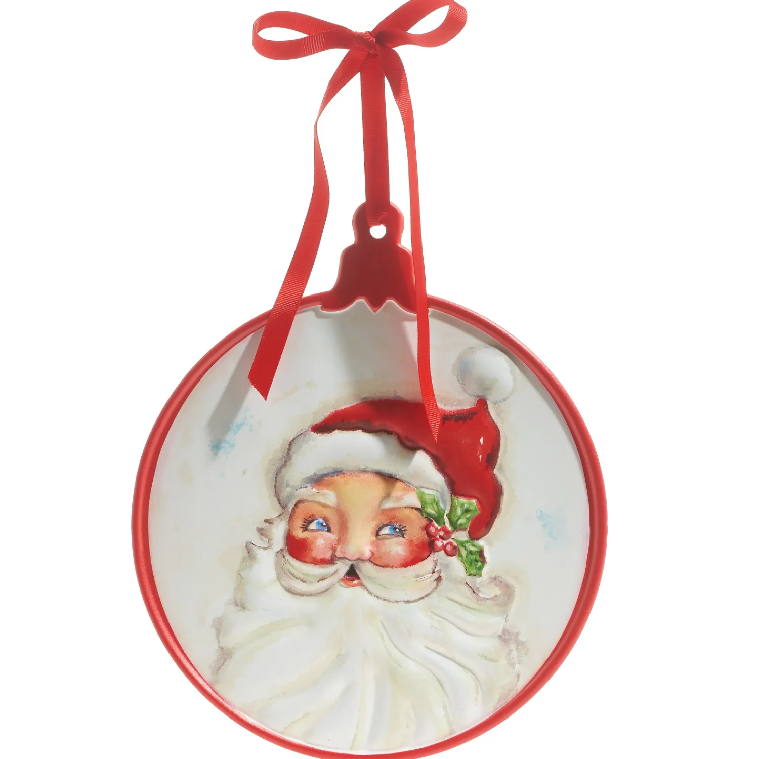 Discount The Jolly Christmas Shop Raz 11.25" Santa Embossed Metal Christmas Ornament 4321322
