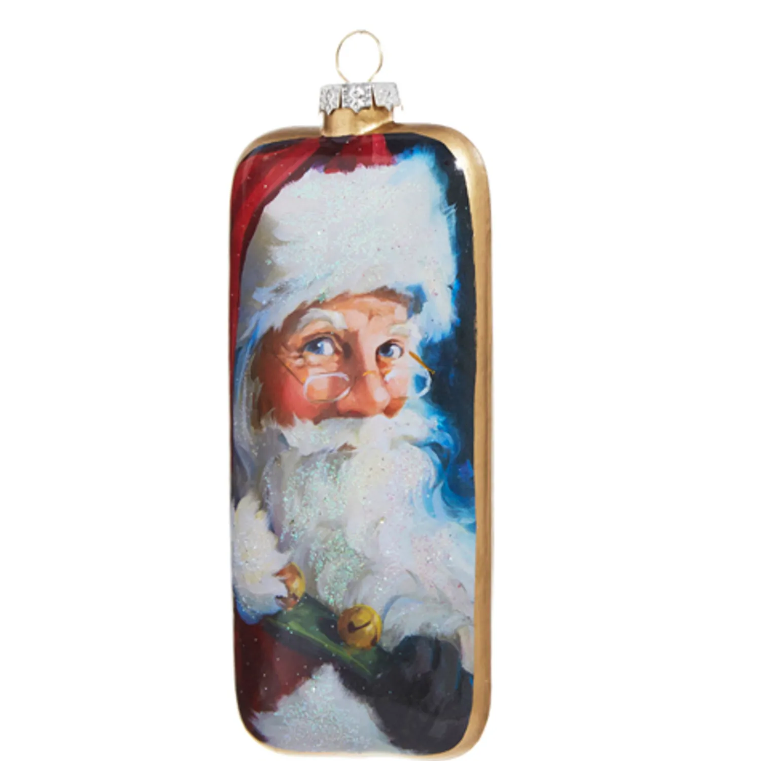 The Jolly Christmas Shop Raz 6" Santa Portrait Glass Christmas Ornament 4324617