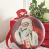 The Jolly Christmas Shop Raz 6" Santa Reading Letter Disc Glass Christmas Ornament 4252887