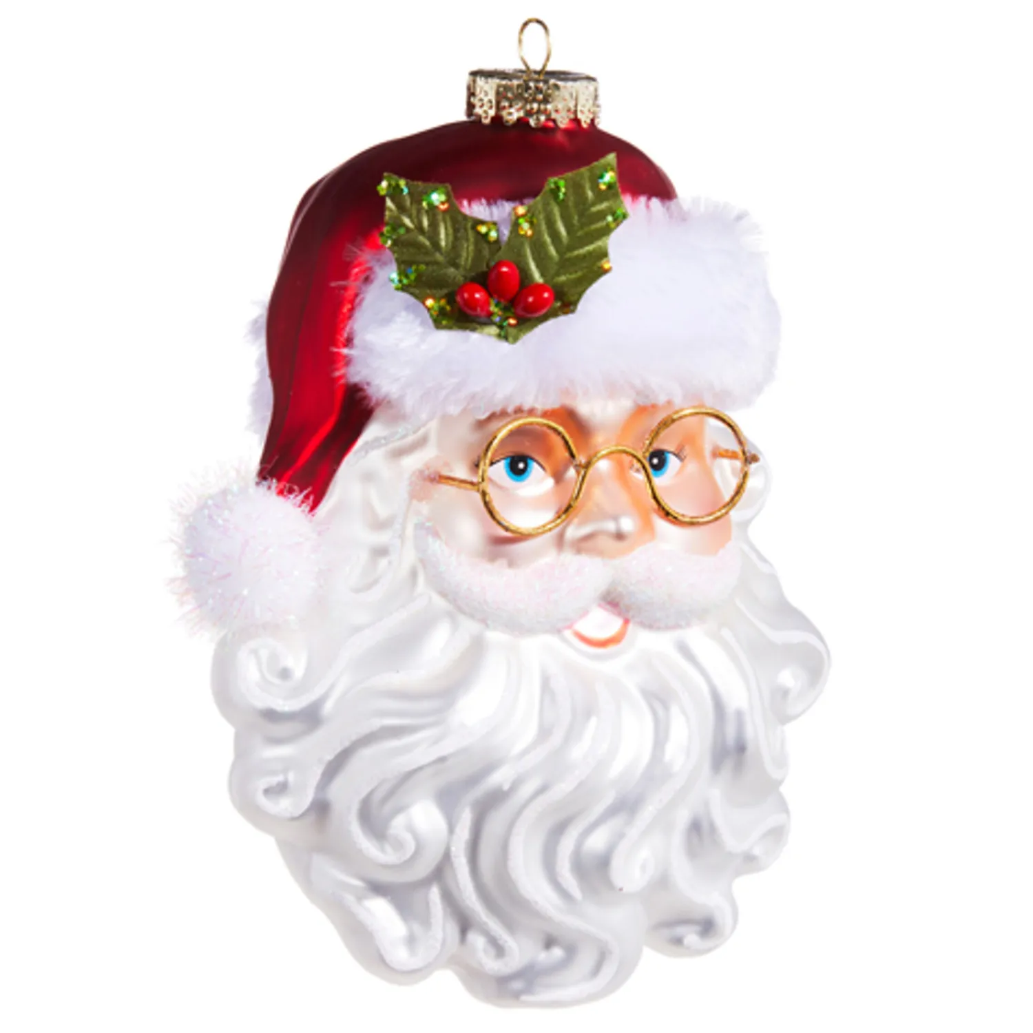 Hot The Jolly Christmas Shop Raz 6.5" Santa With Glasses Glass Christmas Ornament 4352897