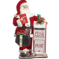 Best The Jolly Christmas Shop Raz 37.5" Santa With Mailbox Vintage Inspired Christmas Figure 4415624