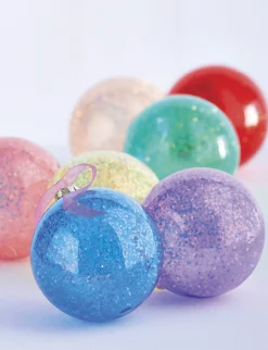 Outlet The Jolly Christmas Shop Raz 4.5" Set Of 7 Rainbow Glittered Glass Ball Christmas Ornaments 4224623