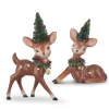 Outlet The Jolly Christmas Shop Raz 12" Set Of 2 Retro Deer With Bottle Brush Trees 4212563
