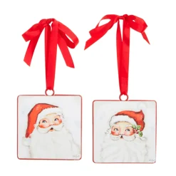 Best The Jolly Christmas Shop Raz 4" Set Of 2 Santa Face Disc Christmas Ornament 4321321