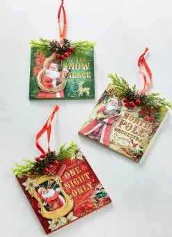Clearance The Jolly Christmas Shop Raz 4.5" Set Of 3 Santa's Musical Orchestra Christmas Ornaments 4316123