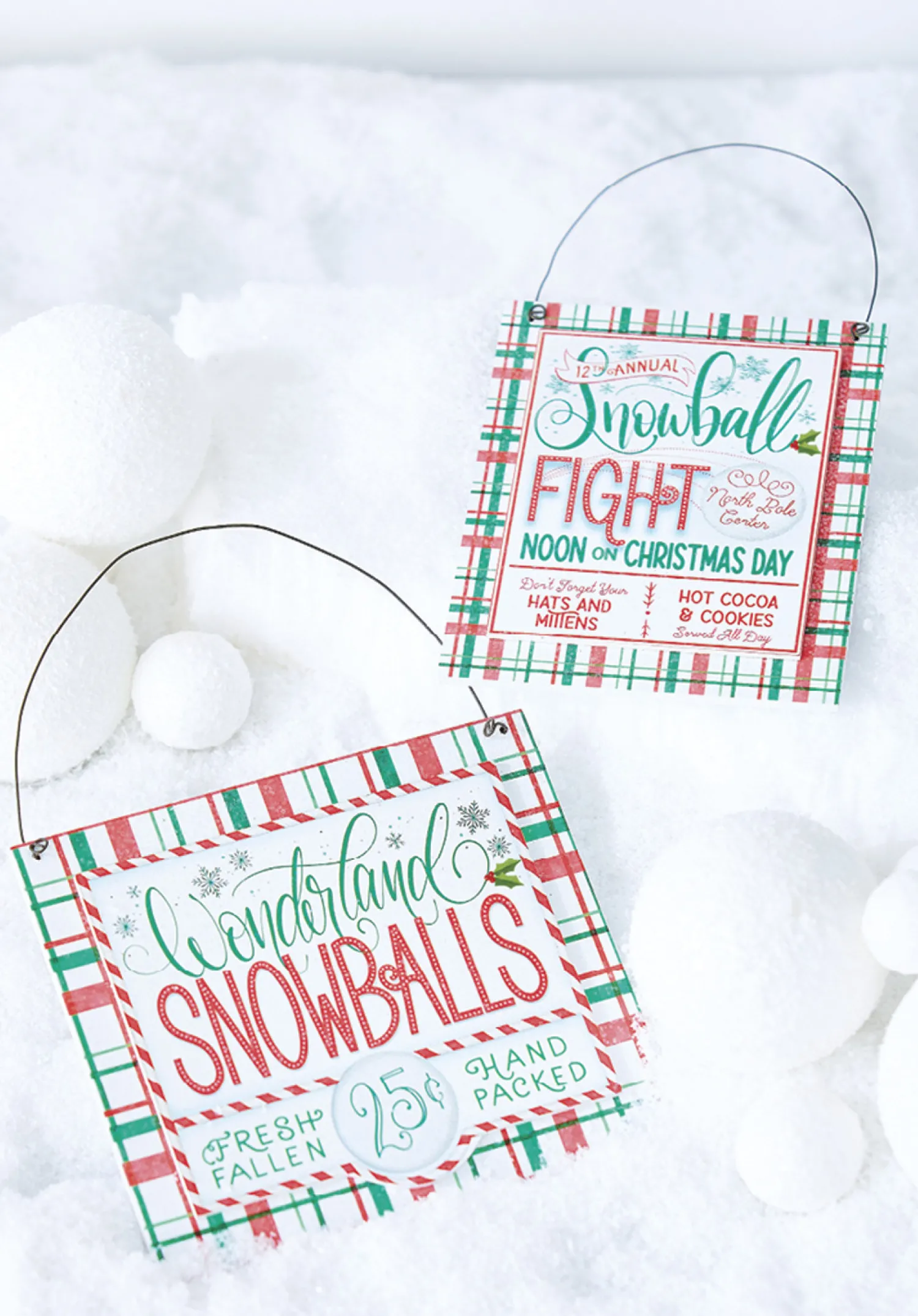 Outlet The Jolly Christmas Shop Raz 6.75" Set Of 2 Snowballs For Sale Christmas Ornament 4216160