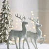Clearance The Jolly Christmas Shop Raz 12.75" Set Of 2 White Glittered Deer Christmas Figures 3100812