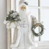 Outlet The Jolly Christmas Shop Raz 18" Silver And Tan Santa With Bag And Wreath Christmas Figure 4115579
