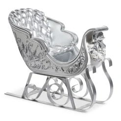 Outlet The Jolly Christmas Shop Raz 22.5" Silver And White Metal Sleigh Christmas Decoration 4457604