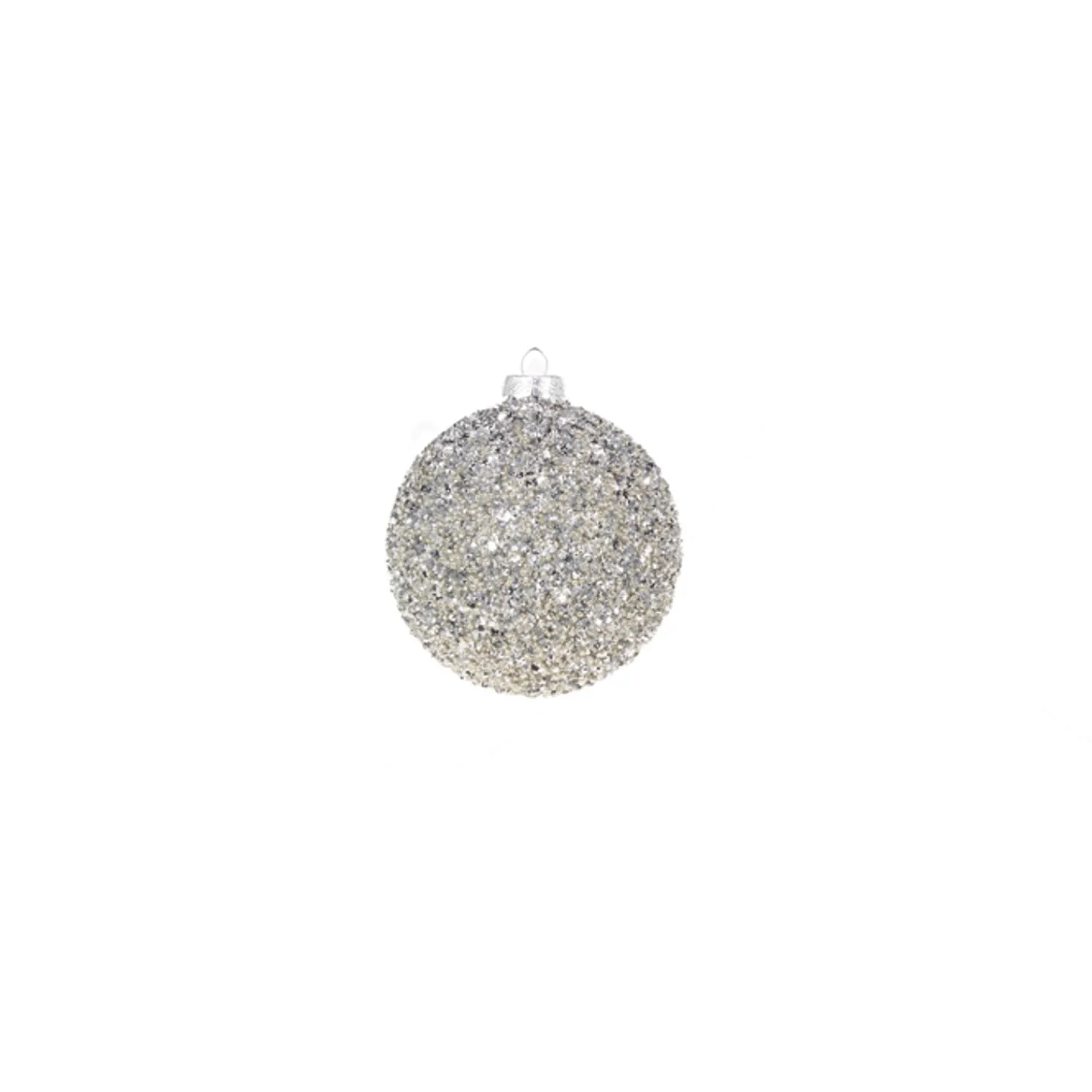 The Jolly Christmas Shop Raz 4" Silver Beaded Glass Christmas Ornament 4322806