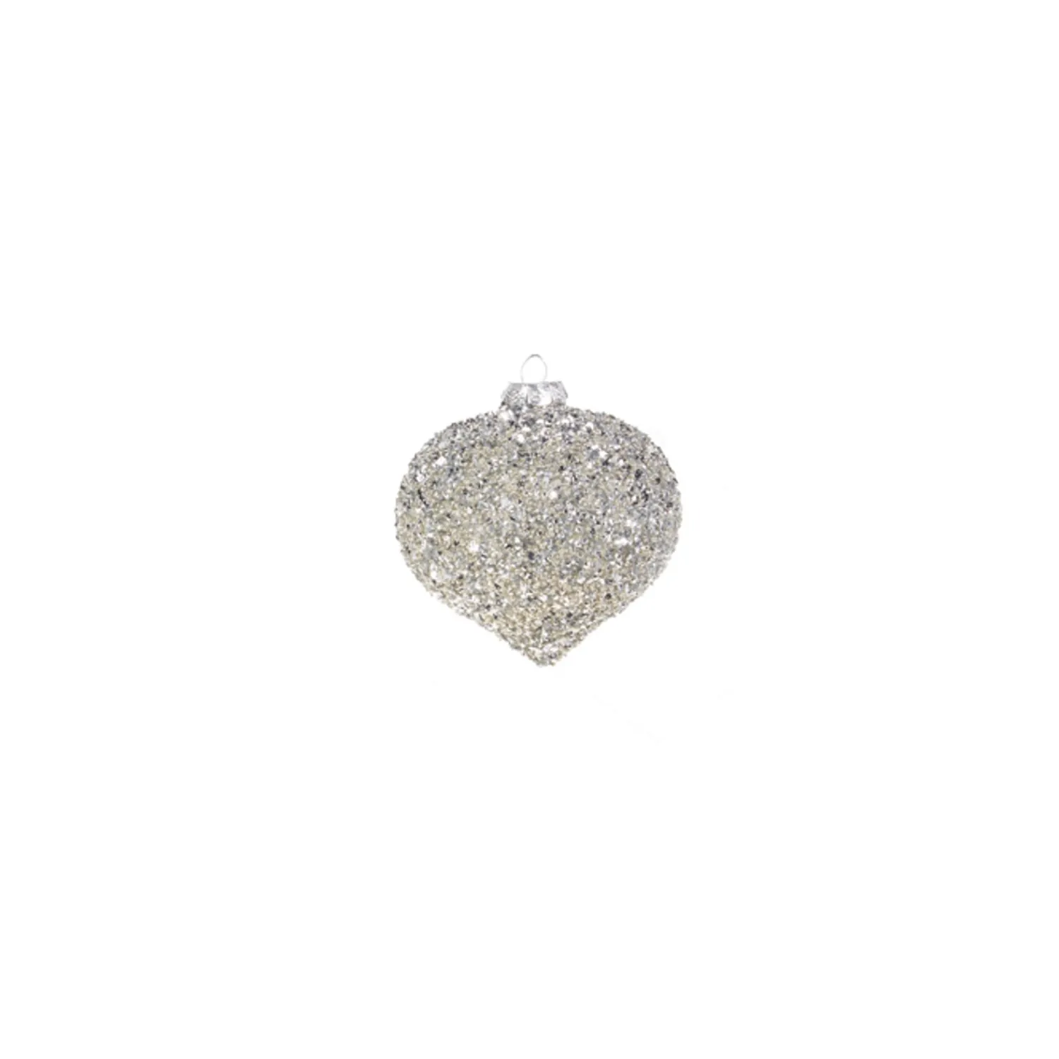 The Jolly Christmas Shop Raz 4" Silver Beaded Glass Christmas Ornament 4322806