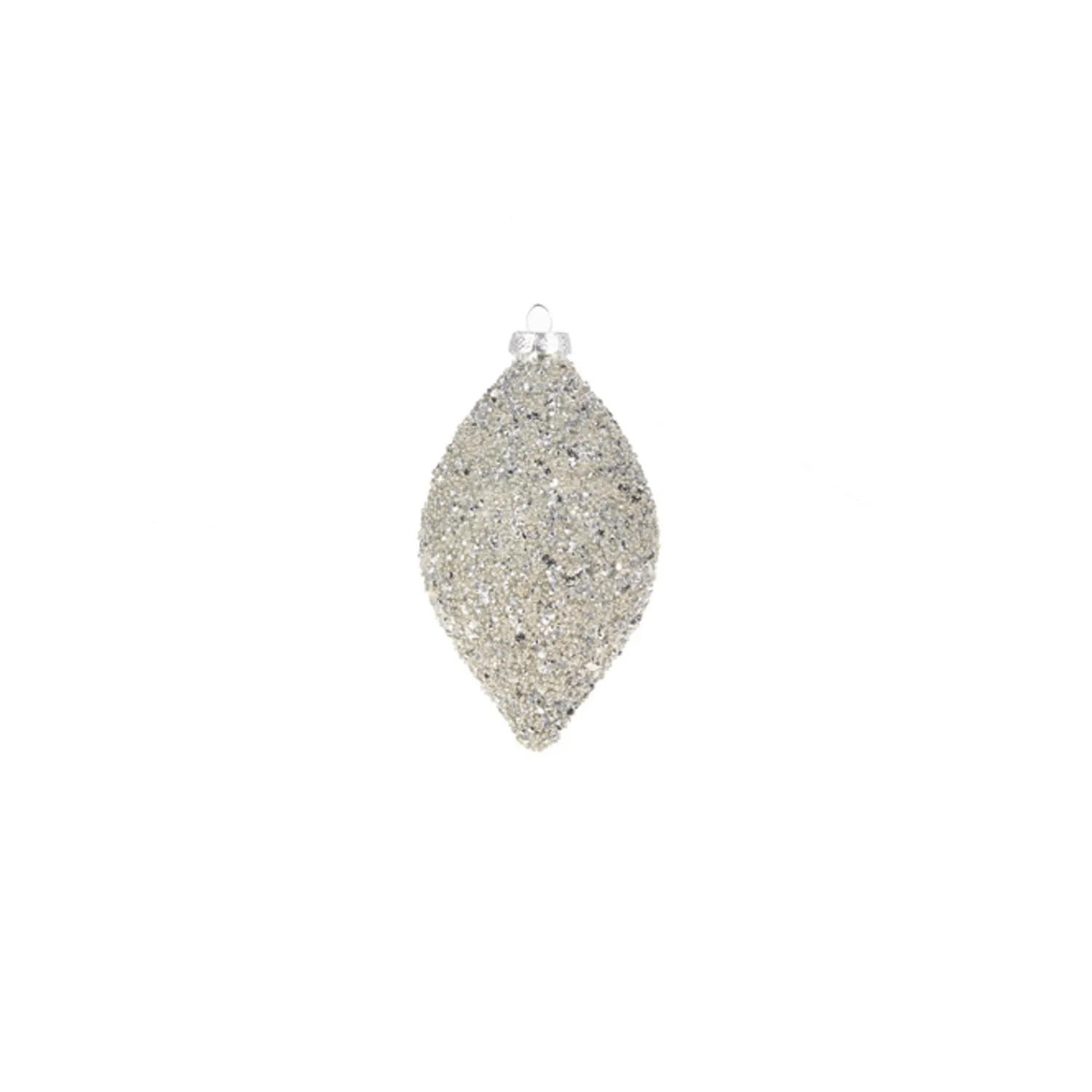 The Jolly Christmas Shop Raz 4" Silver Beaded Glass Christmas Ornament 4322806