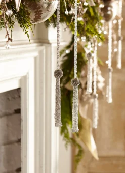 Clearance The Jolly Christmas Shop Raz 3' Silver Beaded Tassel Christmas Tree Garland G4327302