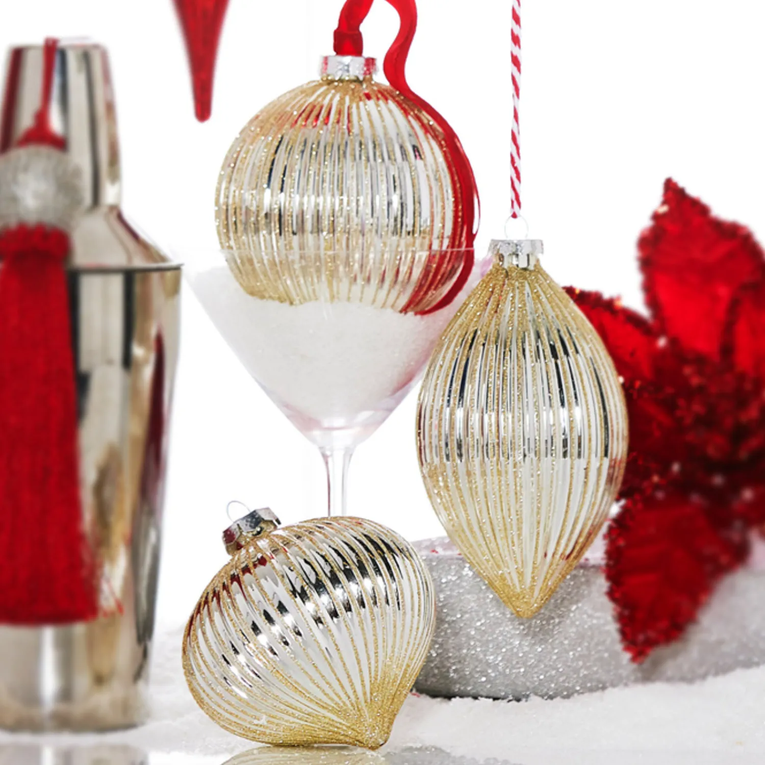 Sale The Jolly Christmas Shop Raz 4" Silver Glitter Ribbed Glass Christmas Ornament 4322885