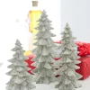 New The Jolly Christmas Shop Raz 9.5" Silver Glittered Christmas Tree Figures Set Of 3 3211075