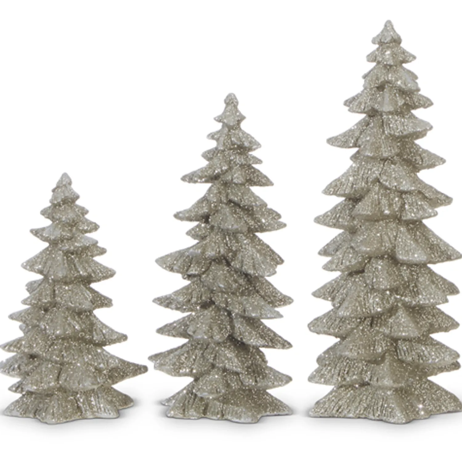 New The Jolly Christmas Shop Raz 9.5" Silver Glittered Christmas Tree Figures Set Of 3 3211075