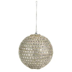 Hot The Jolly Christmas Shop Raz 4" Silver Jeweled Christmas Ball Ornament 4327314