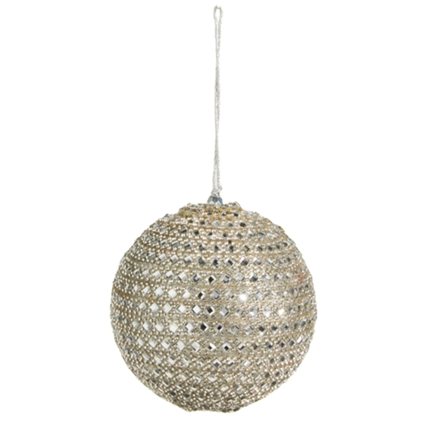Hot The Jolly Christmas Shop Raz 4" Silver Jeweled Christmas Ball Ornament 4327314