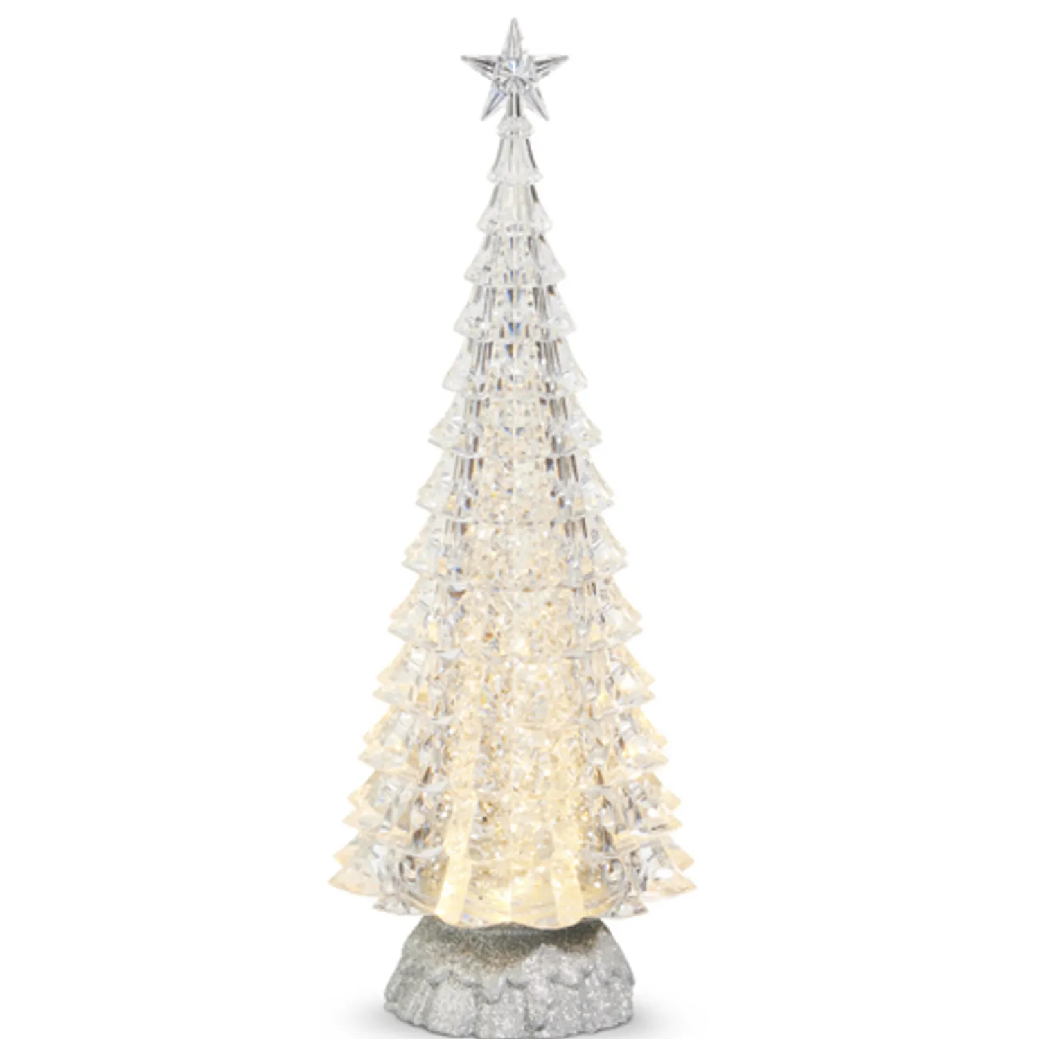 Hot The Jolly Christmas Shop Raz 15" Silver Or Gold Lighted Tree With Swirling Glitter Christmas Water Globe Decoration