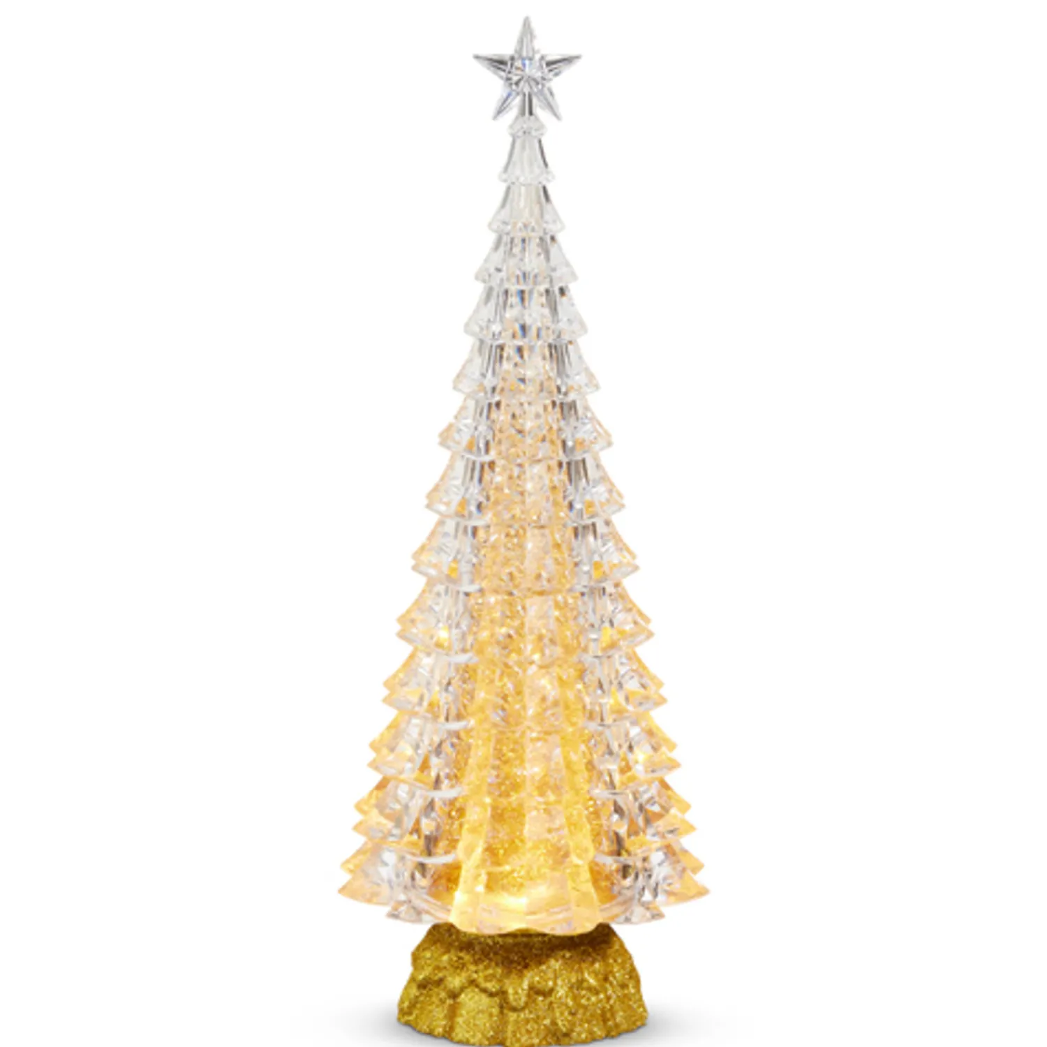 Hot The Jolly Christmas Shop Raz 15" Silver Or Gold Lighted Tree With Swirling Glitter Christmas Water Globe Decoration