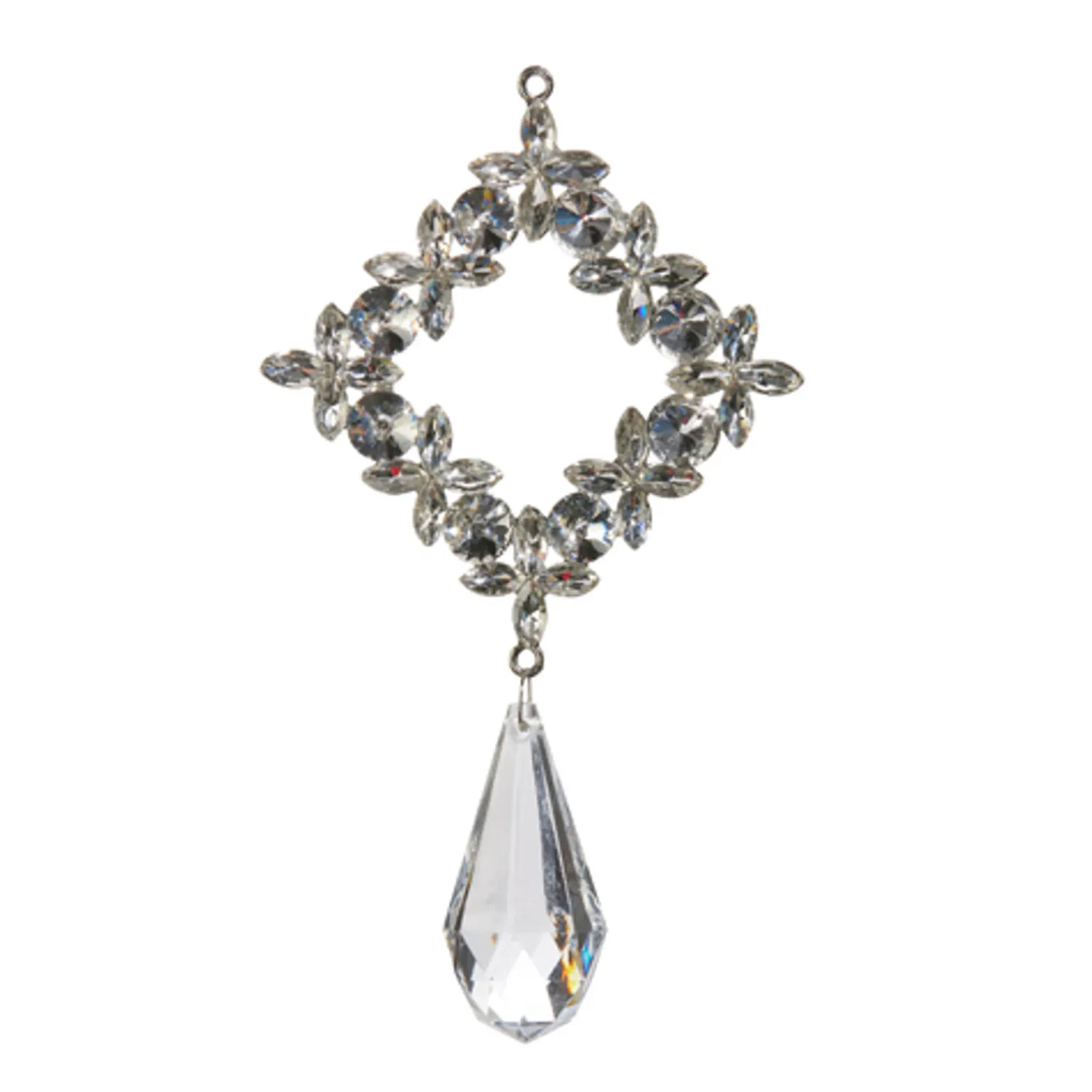 The Jolly Christmas Shop Raz 5.25" Silver Square Crystal Drop Christmas Ornament 4416208