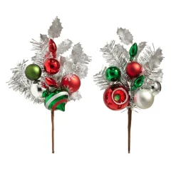 Online The Jolly Christmas Shop Raz 16" Silver Tinsel Christmas Tree Pick With Retro Ornaments F4402426
