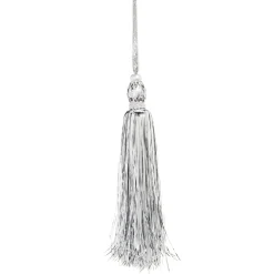 Outlet The Jolly Christmas Shop Raz 11" Silver Tinsel Tassel Christmas Ornament 4316136