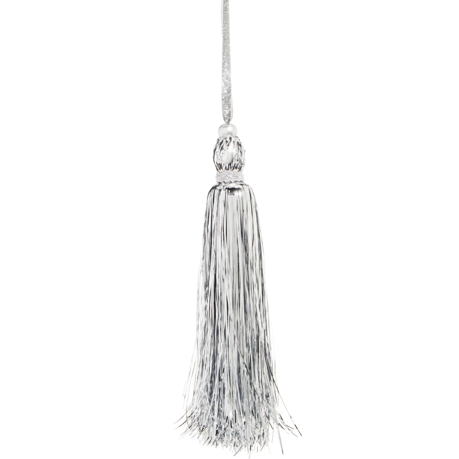 Outlet The Jolly Christmas Shop Raz 11" Silver Tinsel Tassel Christmas Ornament 4316136
