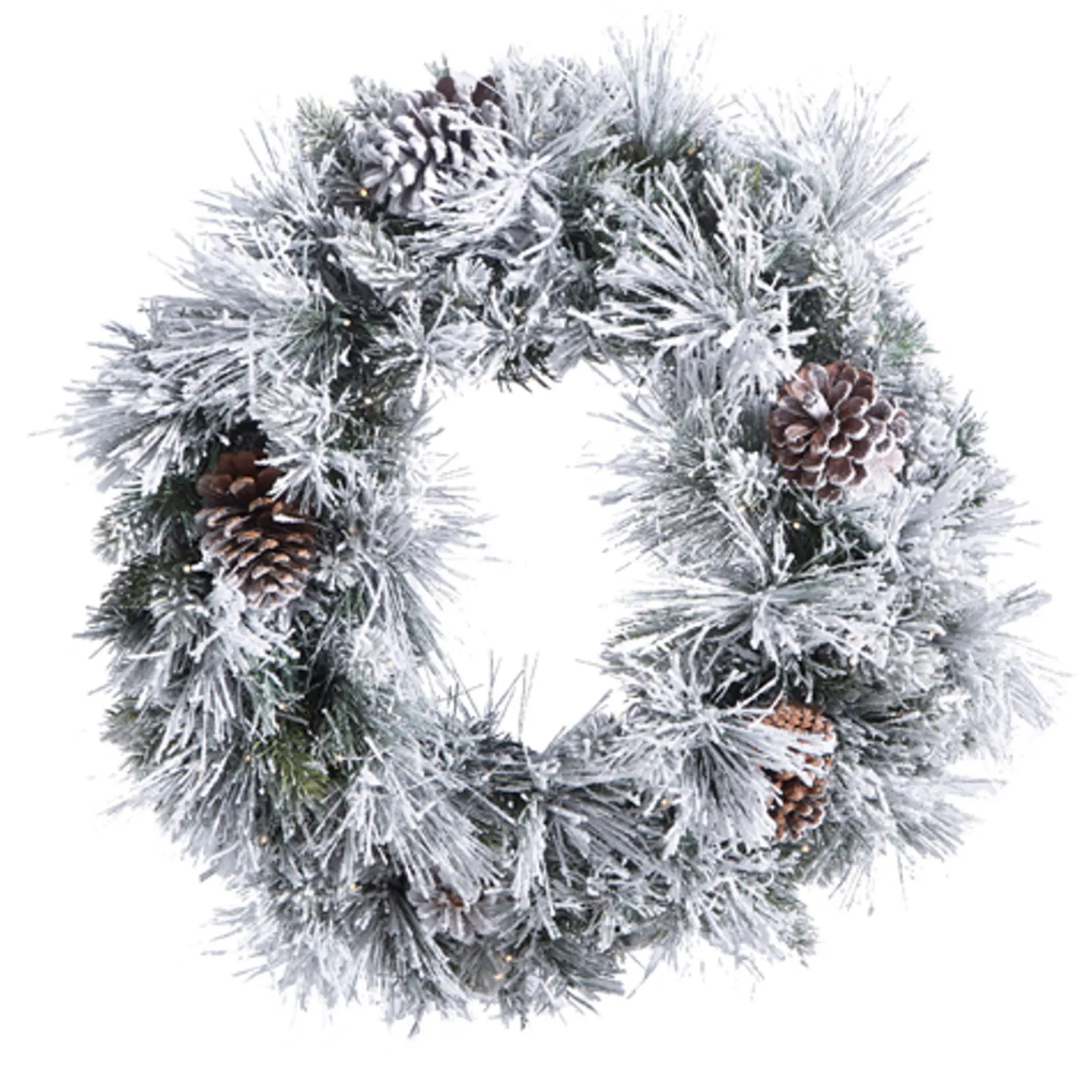 Clearance The Jolly Christmas Shop Raz 24" Snake Lighted Flocked Pine Christmas Wreath W4352015