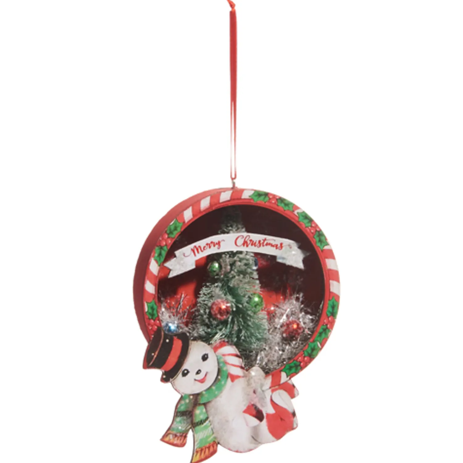 New The Jolly Christmas Shop Raz 5.5" Snowman And Tree Cut Out Vintage Inspired Christmas Ornament 4415632