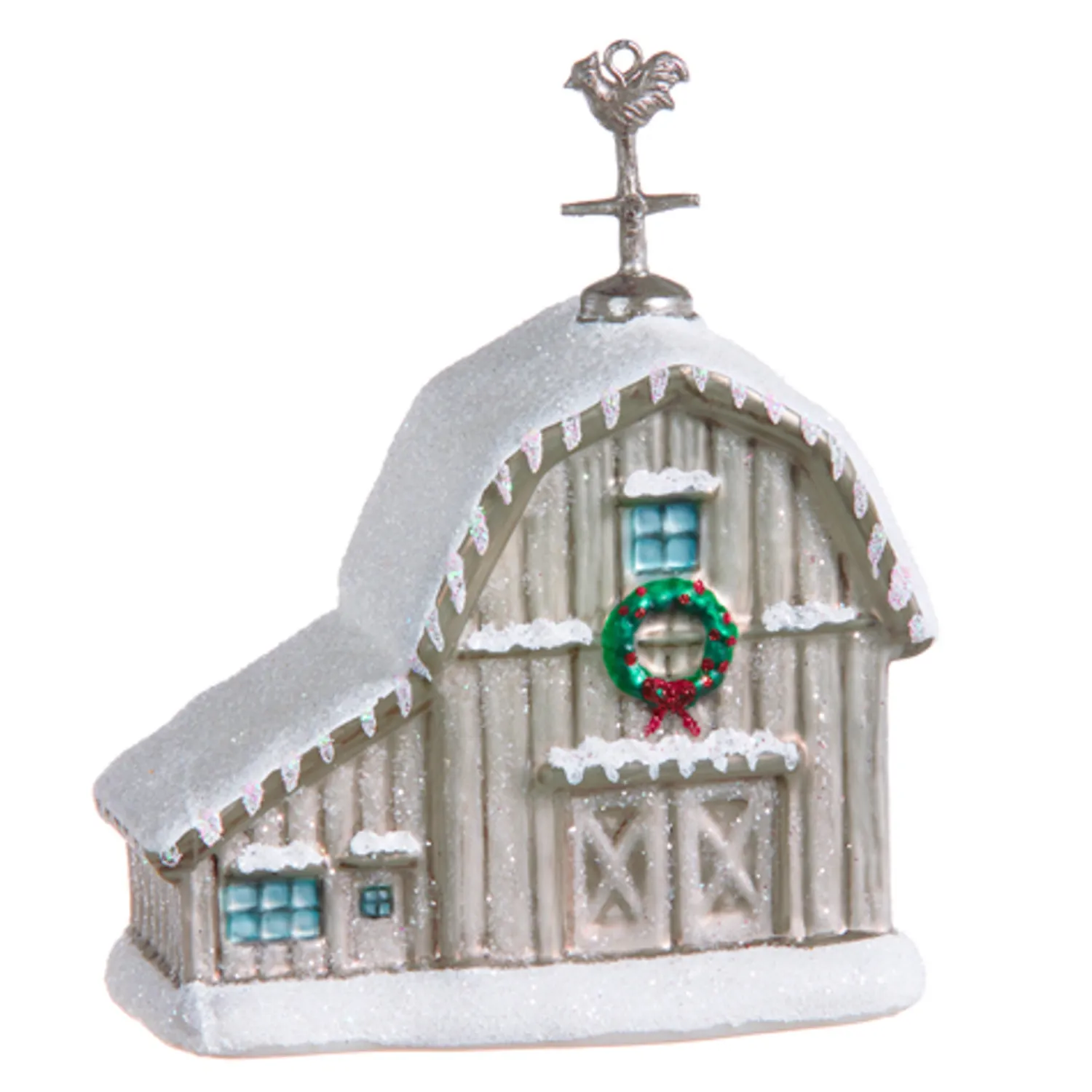 Sale The Jolly Christmas Shop Raz 5" Snowy Barn Glass Christmas Ornament 4352884
