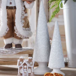 Sale The Jolly Christmas Shop Raz 16.5" Textured White Cone Tree Set Of 2 Christmas Decoration 4412130