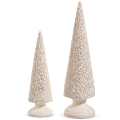 Sale The Jolly Christmas Shop Raz 16.5" Textured White Cone Tree Set Of 2 Christmas Decoration 4412130