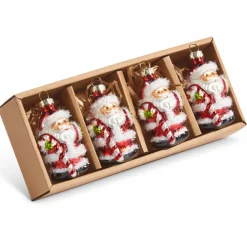 Discount The Jolly Christmas Shop Raz 3" Tinsel Santa Glass Christmas Ornament Box Of 4 4422899