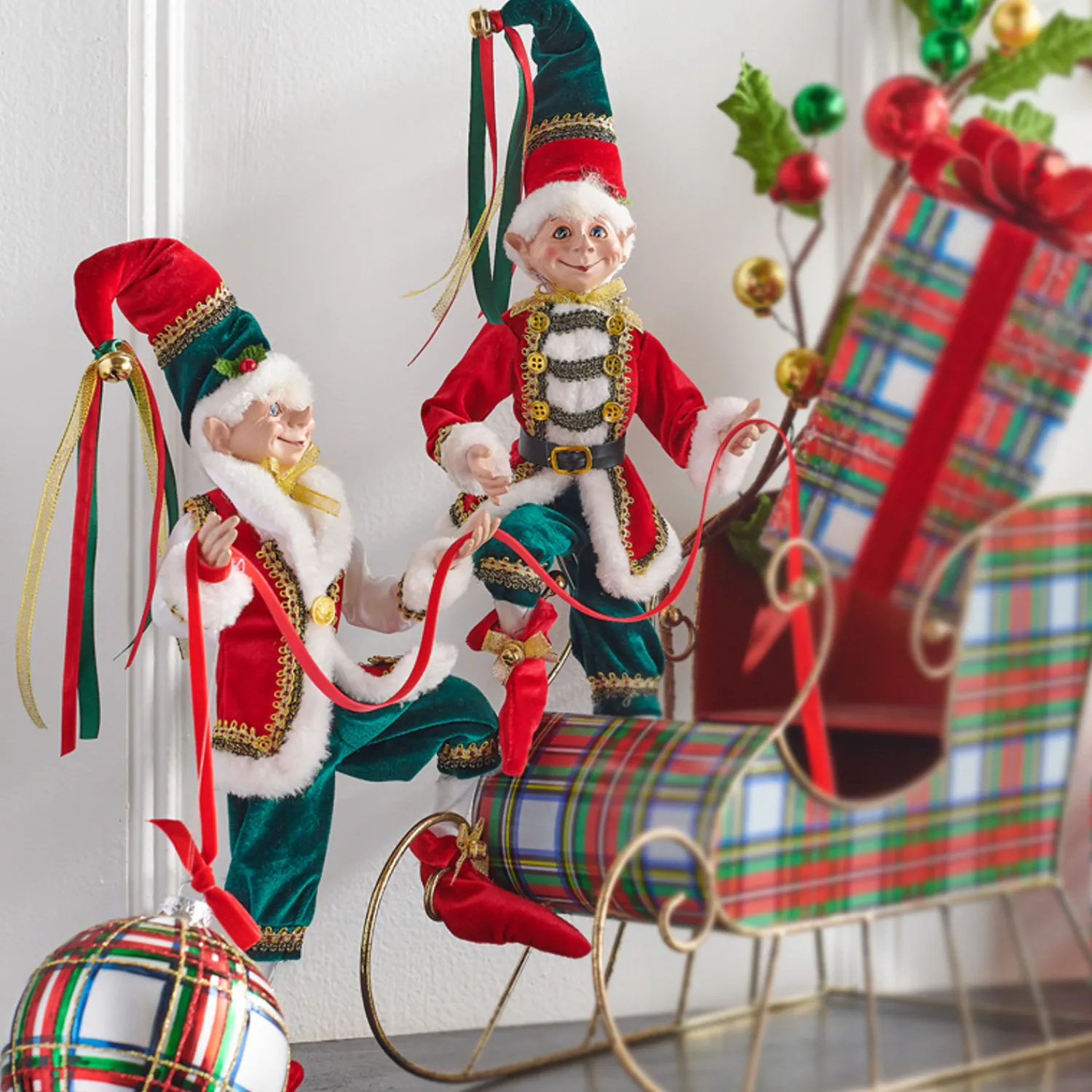 Hot The Jolly Christmas Shop Raz 16" Traditional Posable Elf Christmas Figure 4202309
