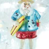 Outlet The Jolly Christmas Shop Raz 5.25" Tropical Santa Glass Christmas Ornament 4019097