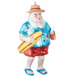 Outlet The Jolly Christmas Shop Raz 5.25" Tropical Santa Glass Christmas Ornament 4019097