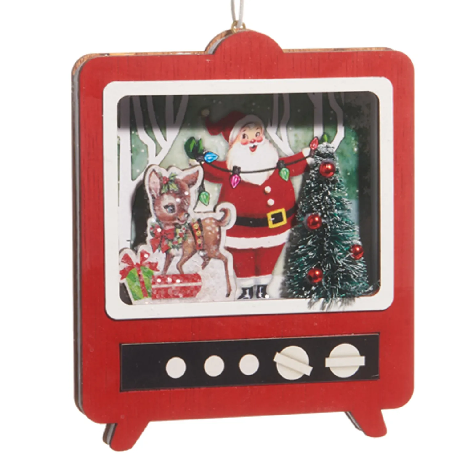 The Jolly Christmas Shop Raz 5" TV Cut Out Santa Vintage Christmas Ornament 4415630