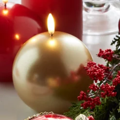 Outlet The Jolly Christmas Shop Raz 4" Uyuni Metallic Gold Round Battery Operated Candle With Lighted Flickering Wick 4434506
