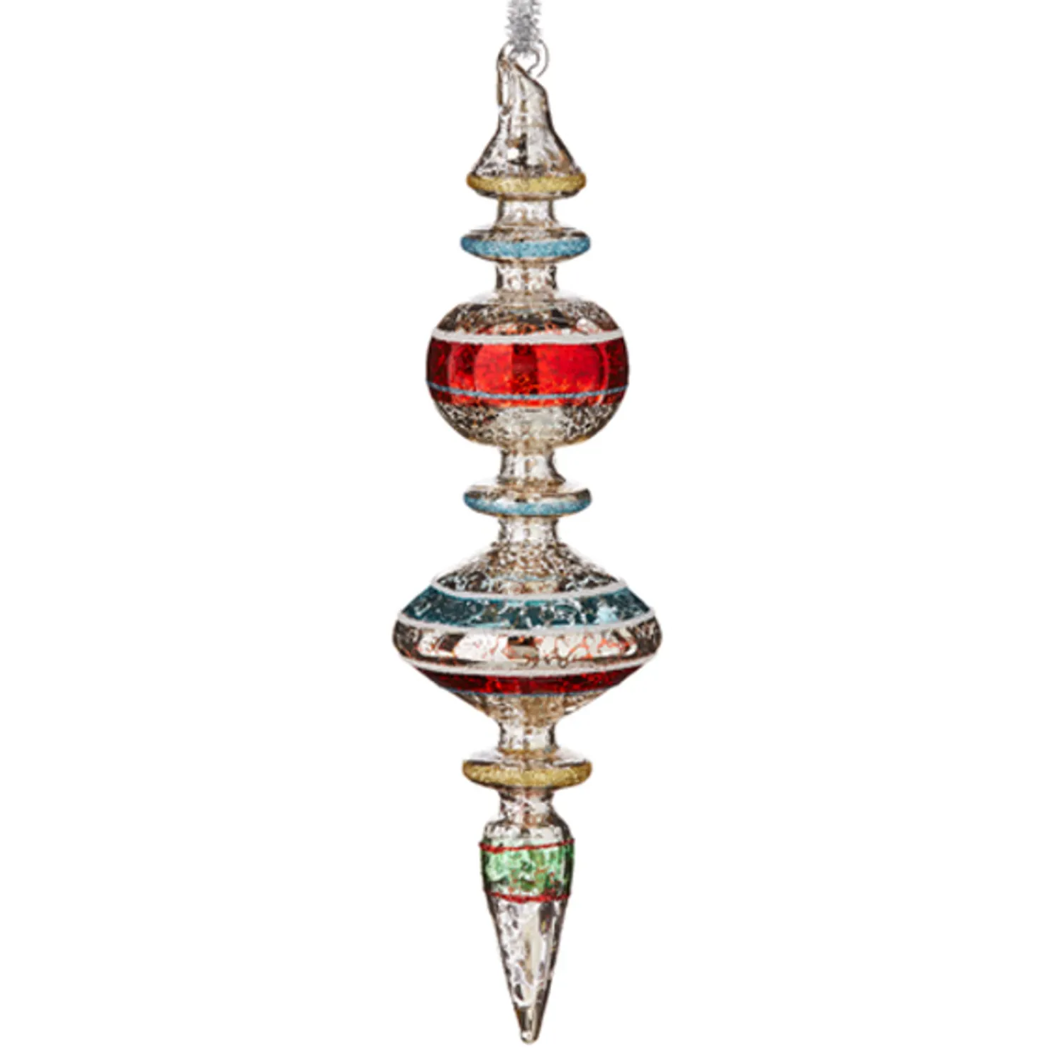 Hot The Jolly Christmas Shop Raz 9.75" Vintage Finial Glass Christmas Ornament 4124510