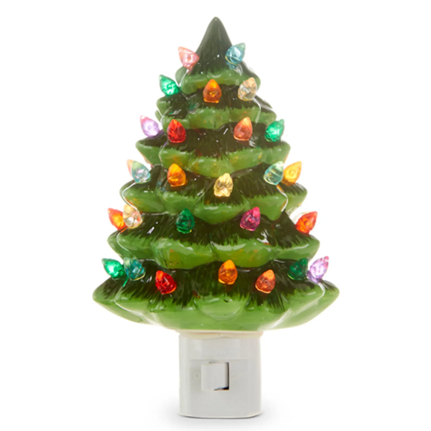 Sale The Jolly Christmas Shop Raz 6" Vintage Green Ceramic Christmas Tree Night Light 4319167