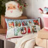 Discount The Jolly Christmas Shop Raz 18" Vintage Postcard Lumbar Christmas Pillow 4321332