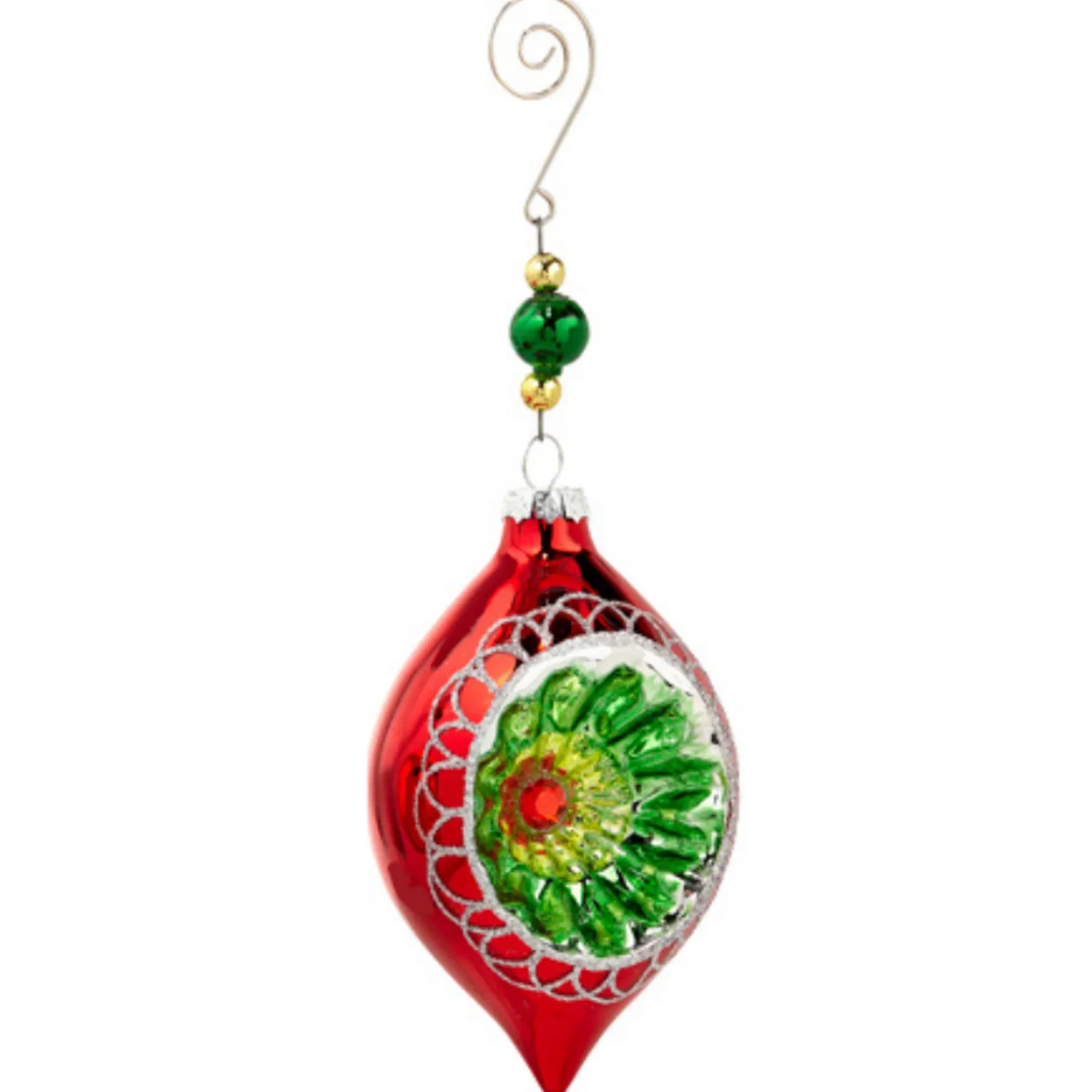 Sale The Jolly Christmas Shop Raz 6" Vintage Red And Green Glass Reflector Christmas Ornament With Hanger 4412512