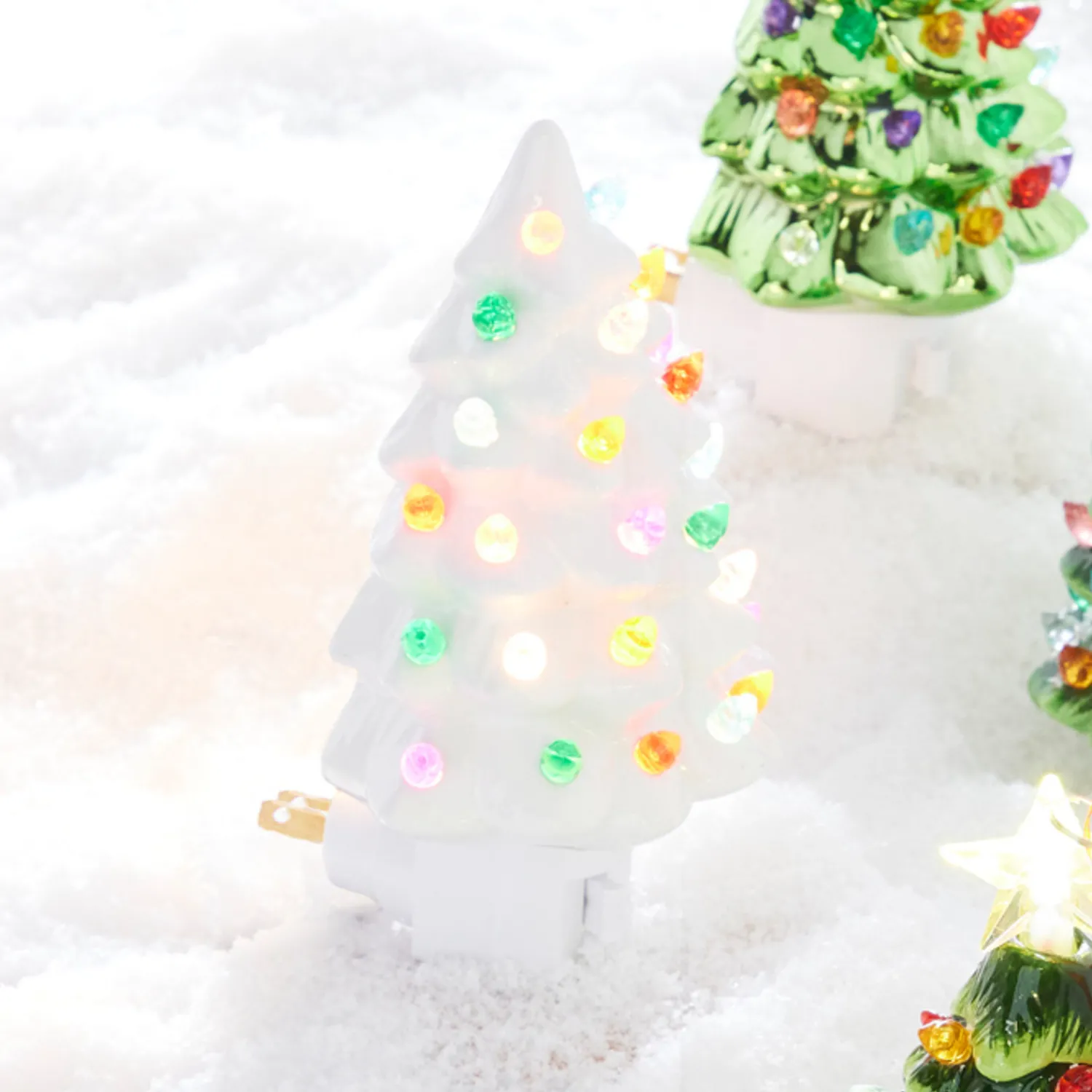 Online The Jolly Christmas Shop Raz 6" Vintage White Ceramic Christmas Tree Night Light 4319166