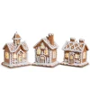 Hot The Jolly Christmas Shop Raz 4.25" White And Brown Lighted Gingerbread House Christmas Ornament Set Of 3 4416149