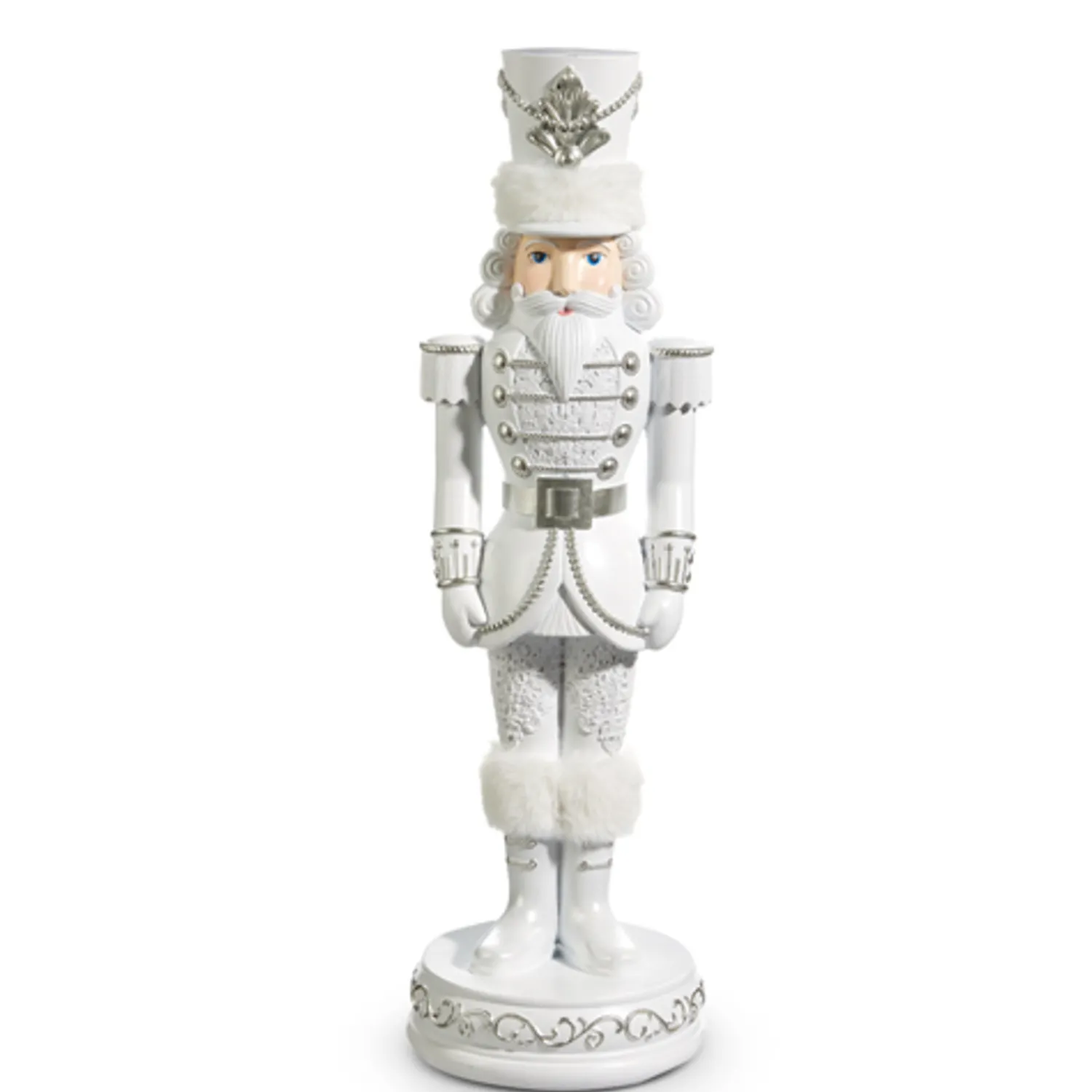 Best The Jolly Christmas Shop Raz 22.75" White And Silver Christmas Nutcracker Decoration 4457662