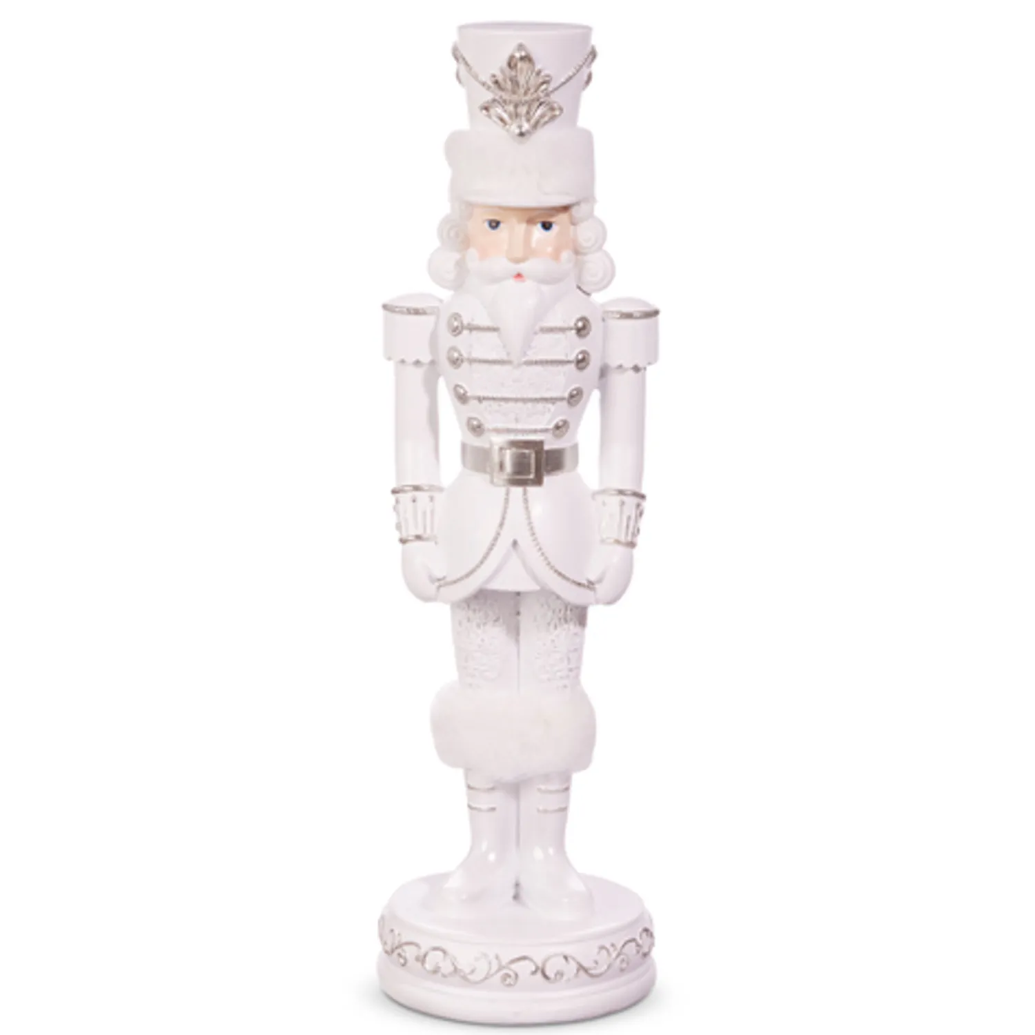 Outlet The Jolly Christmas Shop Raz 13" White And Silver Nutcracker Christmas Decoration 4457621