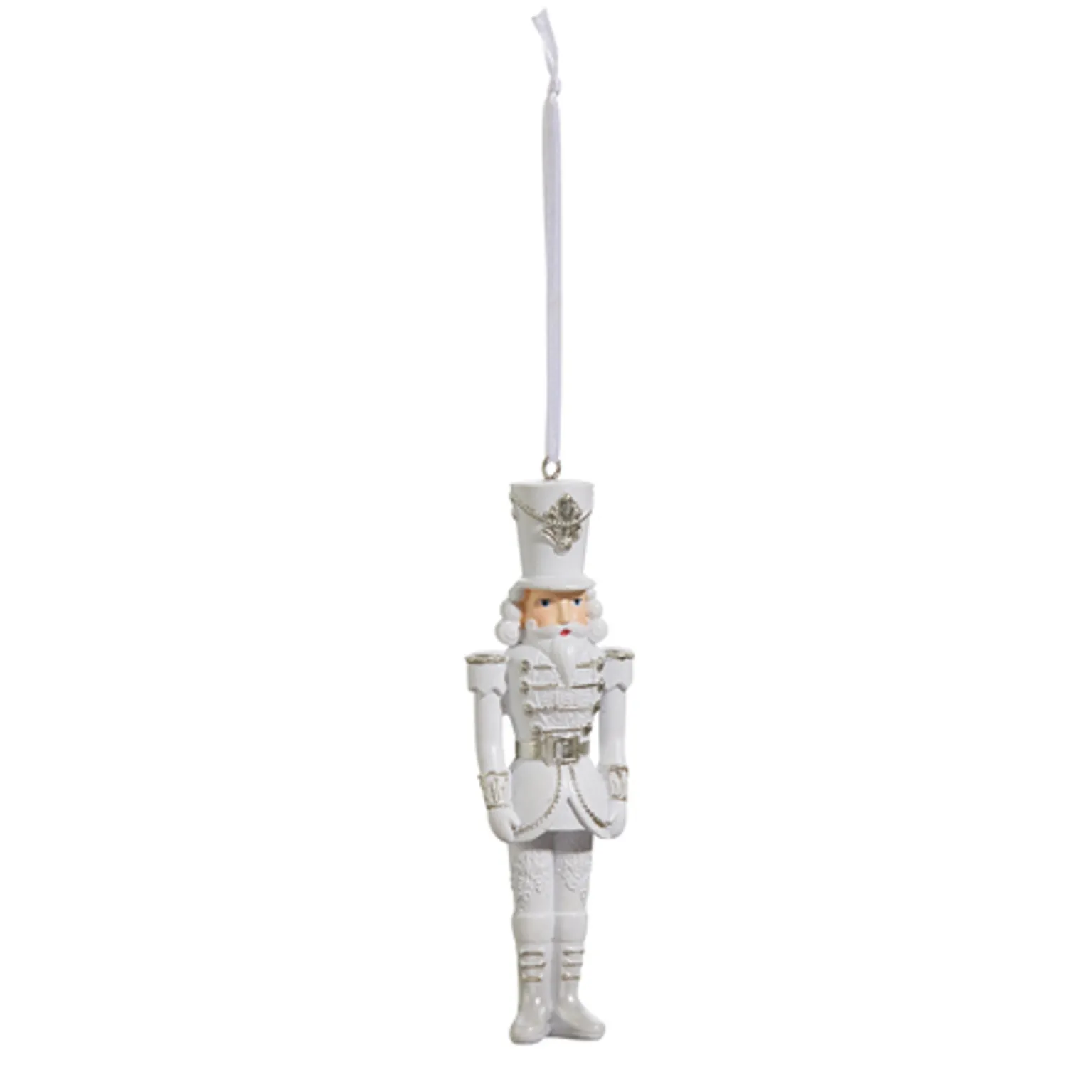 The Jolly Christmas Shop Raz 5" White And Silver Nutcracker Christmas Ornament 4457622